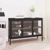 Vidaxl dressoir 105x35x70 cm staal en glas zwart