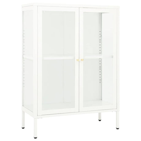 Vidaxl dressoir 75x35x105 cm staal en glas wit