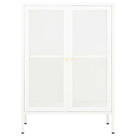 Vidaxl dressoir 75x35x105 cm staal en glas wit