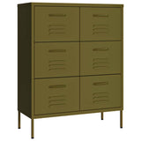 Vidaxl ladekast 80x35x101,5 cm staal olijfgroen