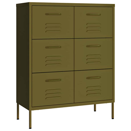 Vidaxl ladekast 80x35x101,5 cm staal olijfgroen