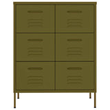 Vidaxl ladekast 80x35x101,5 cm staal olijfgroen