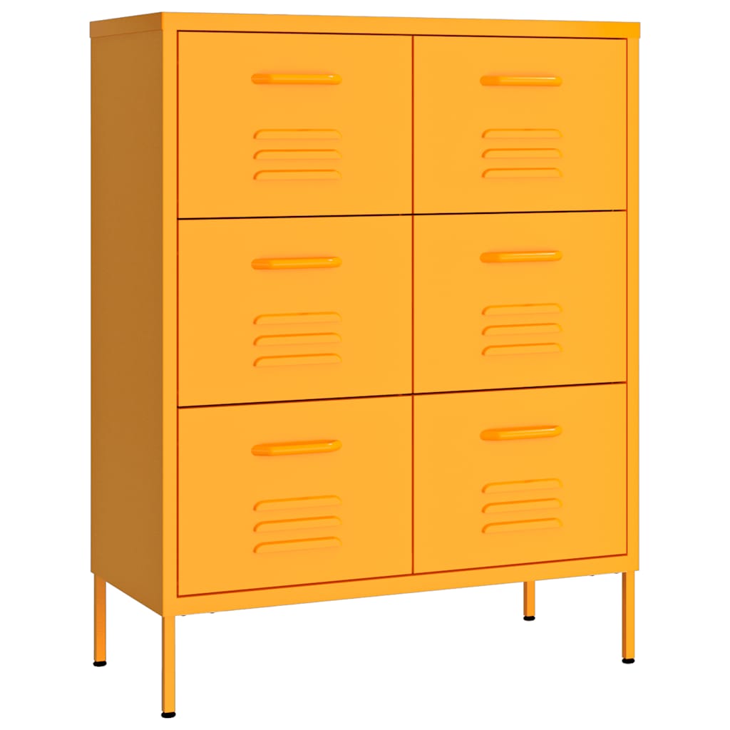 Vidaxl ladekast 80x35x101,5 cm staal mosterdgeel
