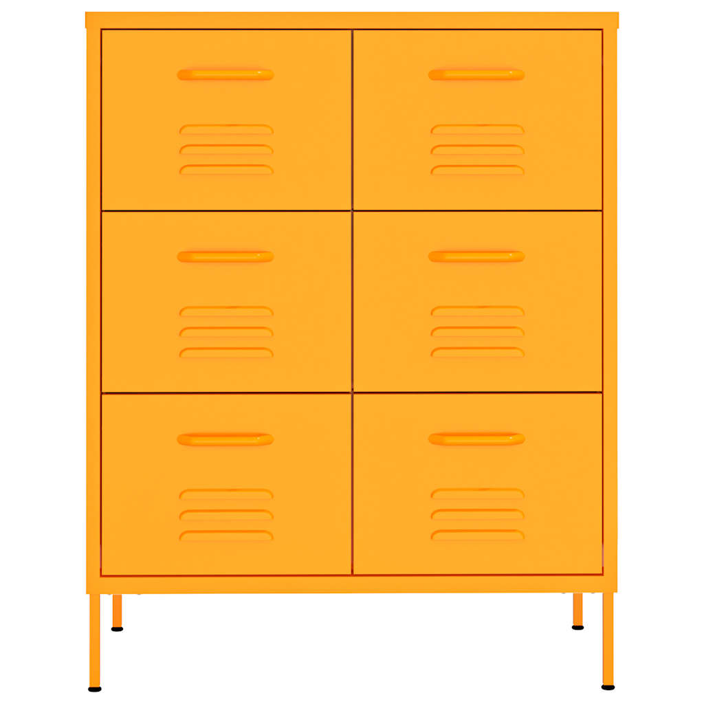 Vidaxl ladekast 80x35x101,5 cm staal mosterdgeel