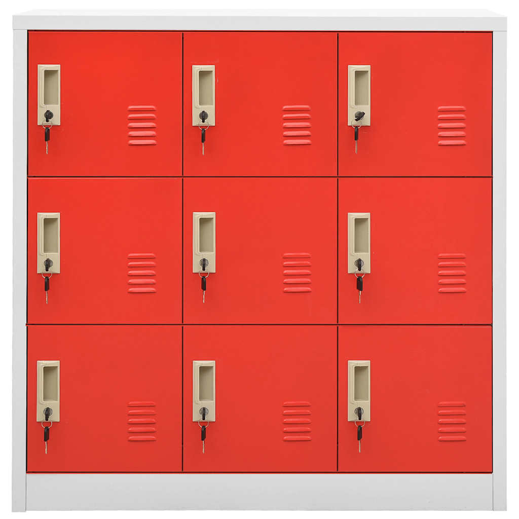 Vidaxl lockerkast 90x45x92,5 cm staal lichtgrijs en rood