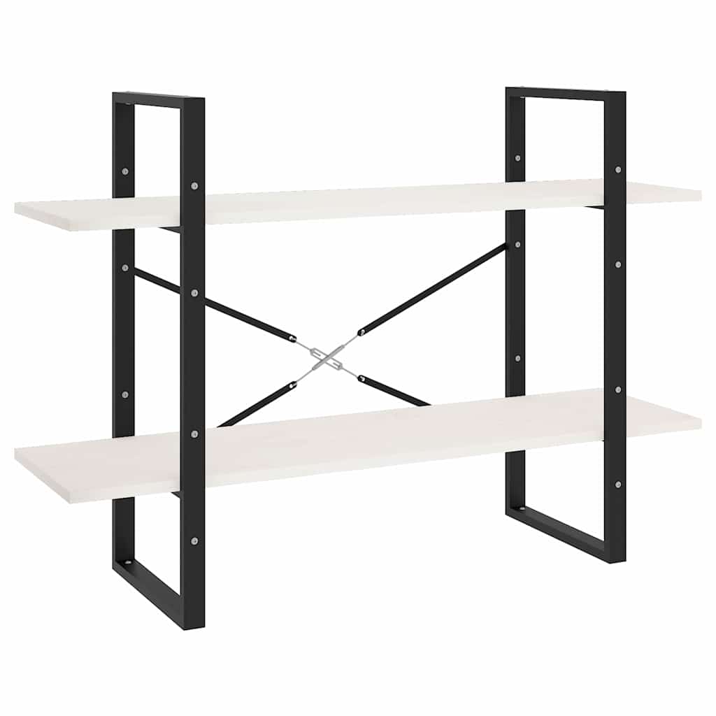 Vidaxl boekenkast met 2 schappen 100x30x70 cm massief grenenhout wit