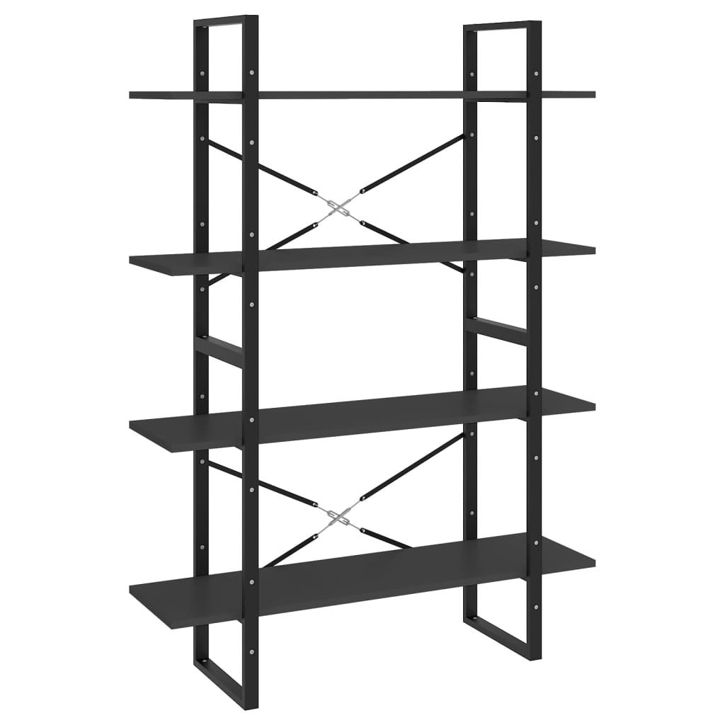 Vidaxl boekenkast met 4 schappen 100x30x140 cm spaanplaat grijs