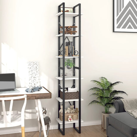 Vidaxl boekenkast met 6 schappen 40x30x210 cm bewerkt hout wit