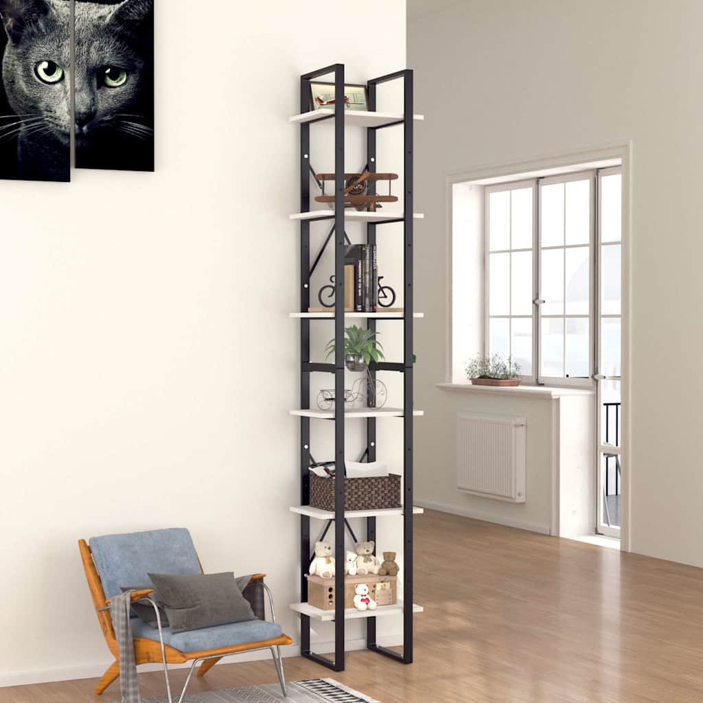 Vidaxl boekenkast met 6 schappen 40x30x210 cm bewerkt hout wit