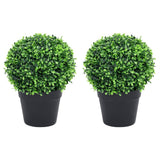 Vidaxl kunstplanten met pot 2 st buxus bolvorming 32 cm groen