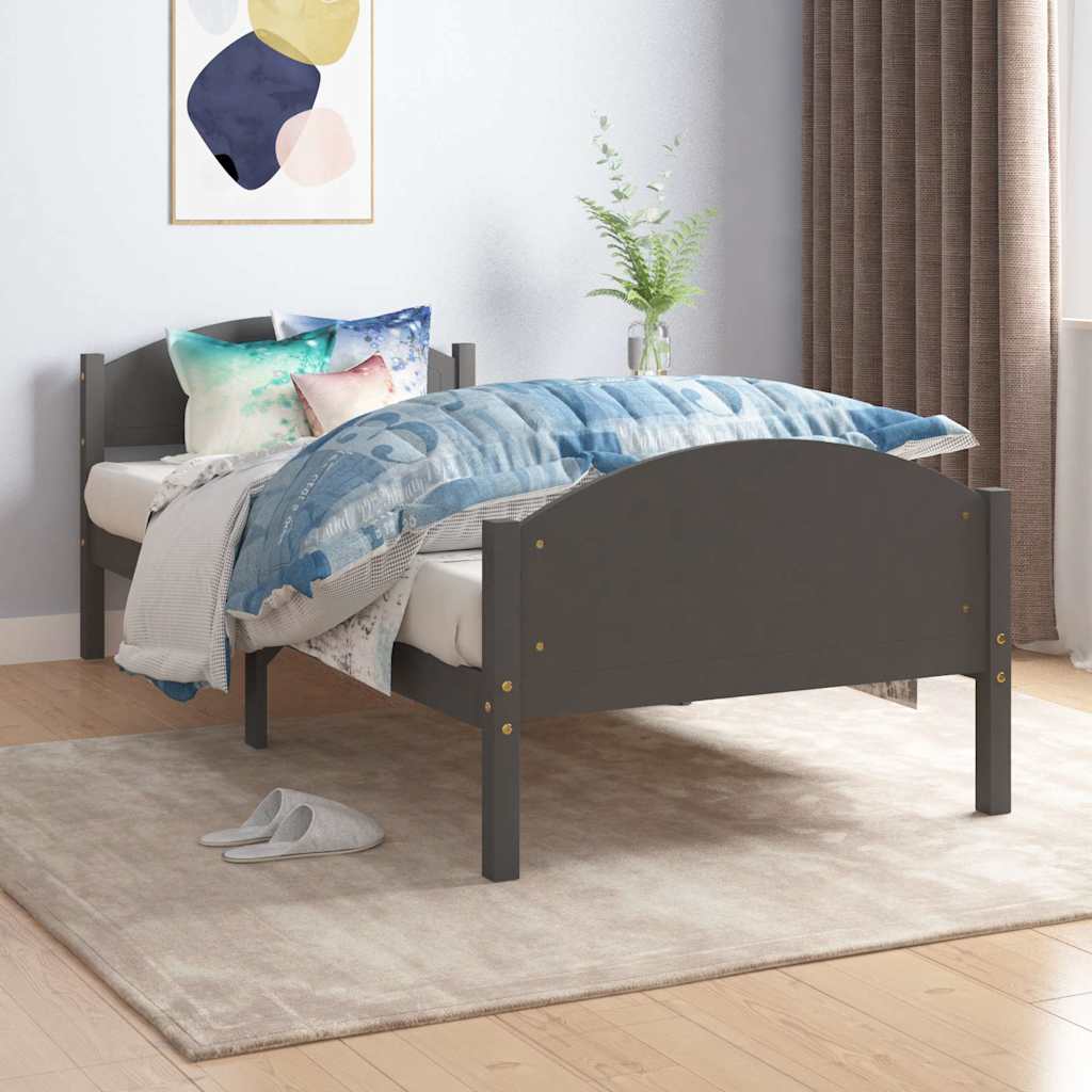 Vidaxl bedframe massief grenenhout donkergrijs 100x200 cm