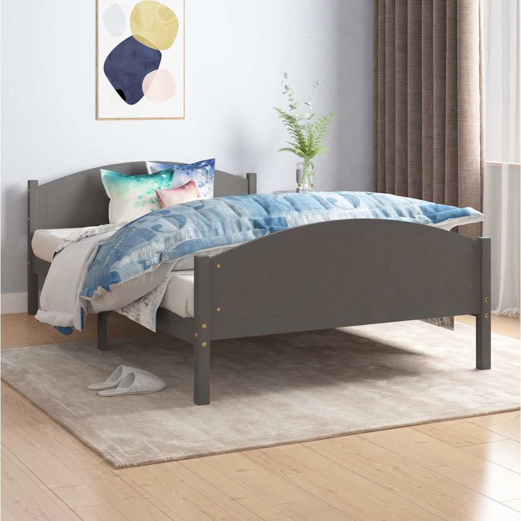 Vidaxl bedframe massief grenenhout donkergrijs 120x200 cm