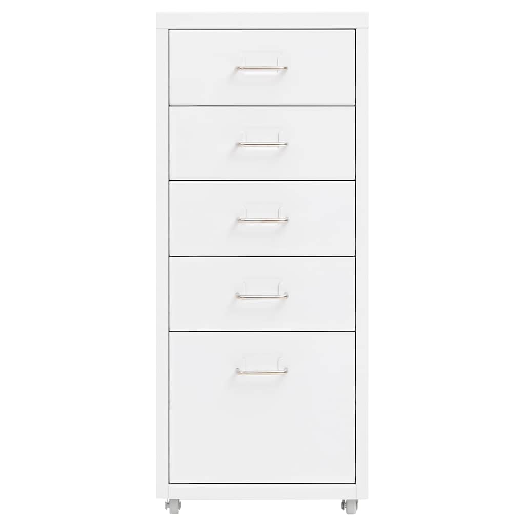 Vidaxl ladeblok verrijdbaar 28x41x69 cm metaal wit
