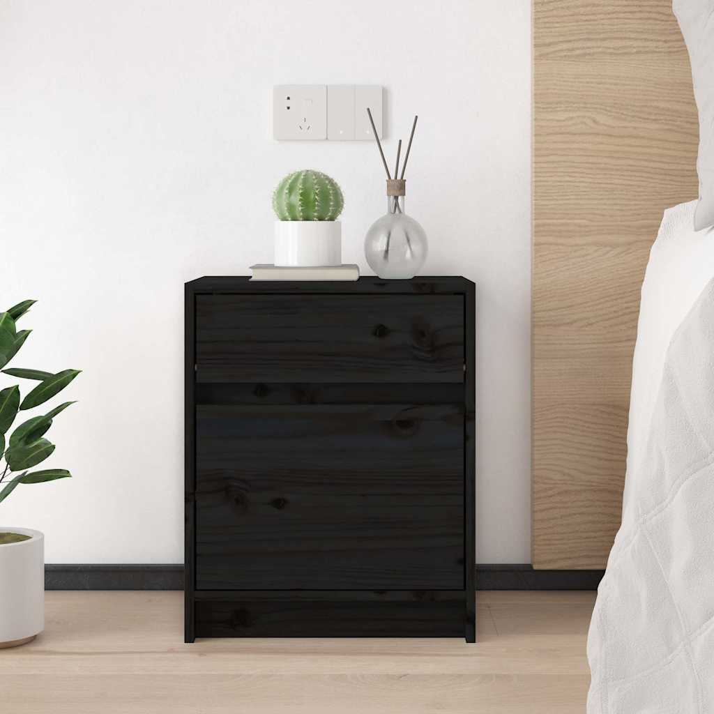 Vidaxl nachtkastjes 2 st 40x31x50 cm massief grenenhout zwart