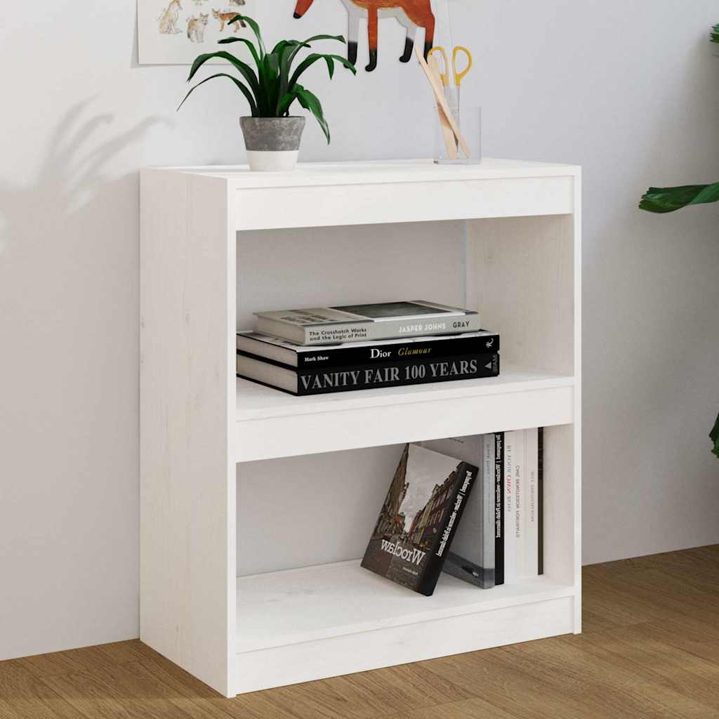 Vidaxl boekenkast kamerscherm 60x30x71,5 cm massief grenenhout wit