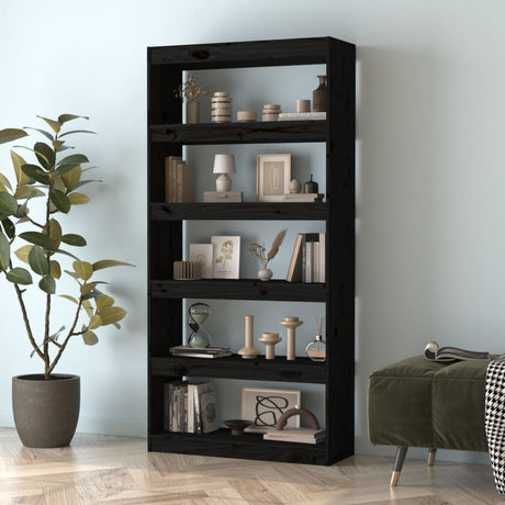 Vidaxl boekenkast kamerscherm 80x30x167,4 cm massief grenenhout zwart