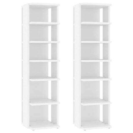 Vidaxl schoenenkasten 2 st 27,5x27x102 cm bewerkt hout wit