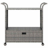 Vidaxl serveerwagen met lade 100x45x97 cm poly rattan grijs