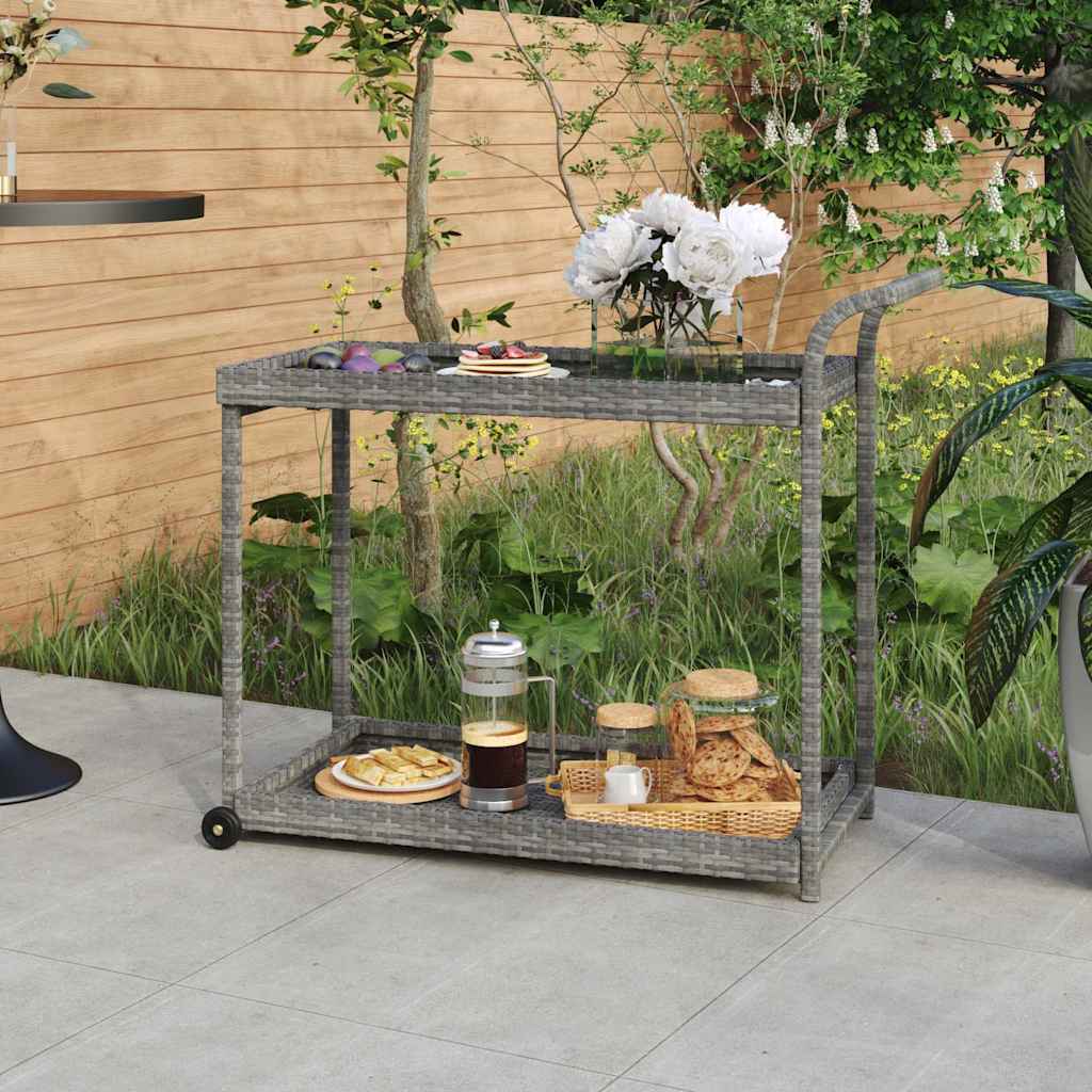 Vidaxl serveerwagen 100x45x83 cm poly rattan grijs
