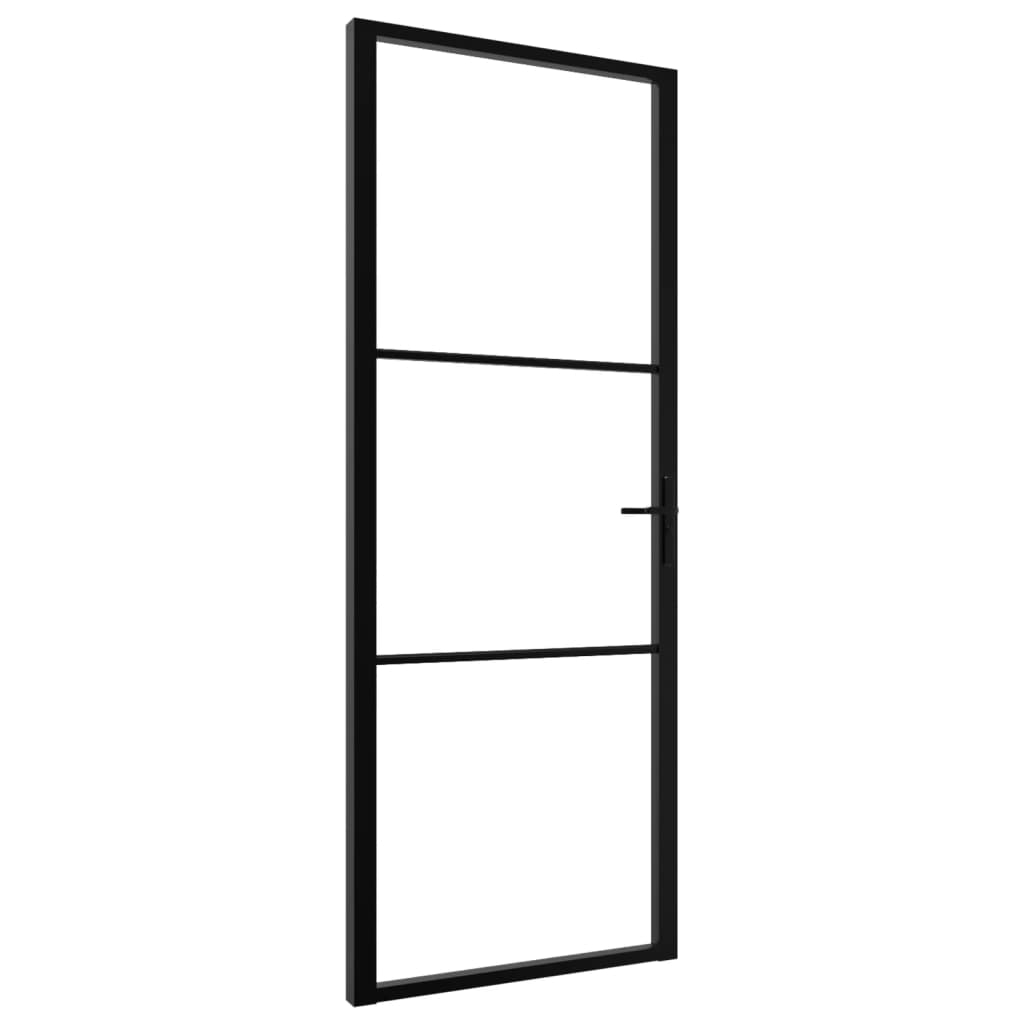 VidaXL Binnendeur 76x201,5 cm ESG-glas en aluminium zwart