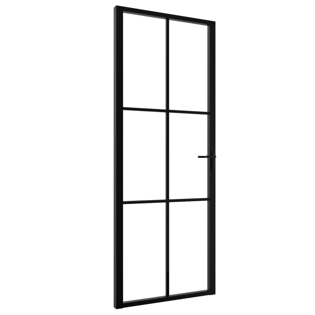 VidaXL Binnendeur 76x201,5 cm ESG-glas en aluminium zwart