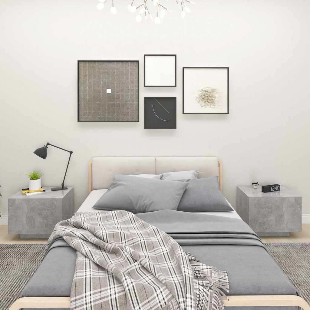 Vidaxl nachtkastje 100x35x40 cm bewerkt hout betongrijs