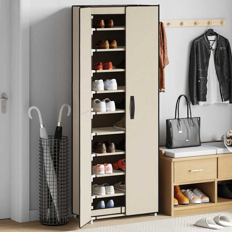 Vidaxl schoenenkast 60x30x166 cm stof crèmekleurig