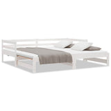 Vidaxl slaapbank uitschuifbaar massief grenenhout wit 2x(90x200) cm