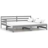 Vidaxl slaapbank uitschuifbaar massief grenenhout grijs 2x(90x200) cm