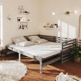 Vidaxl bedbank uitschuifbaar massief grenenhout grijs 2x(90x200) cm