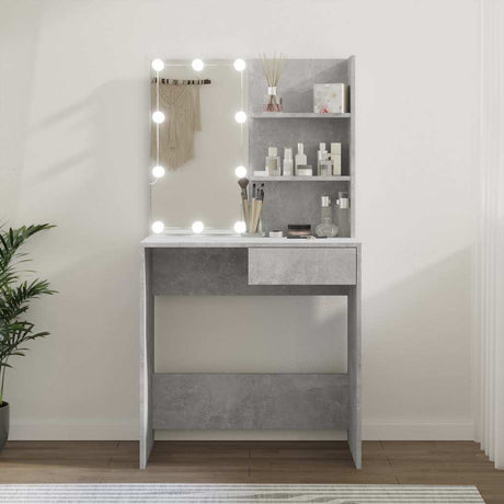 Vidaxl kaptafel met led-verlichting 74,5x40x141 cm betongrijs