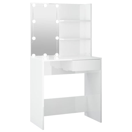 Vidaxl kaptafel met led-verlichting 74,5x40x141 cm hoogglans wit