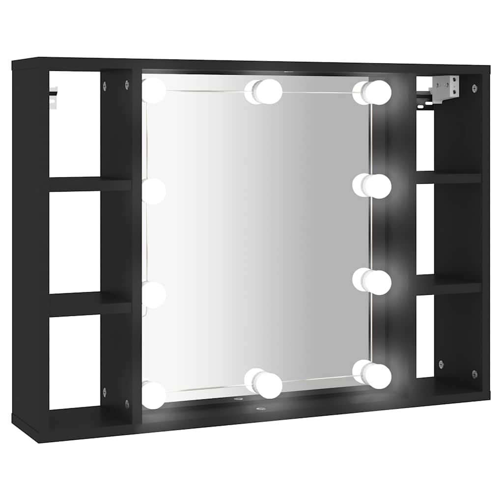 Vidaxl spiegelkast met led-verlichting 76x15x55 cm zwart