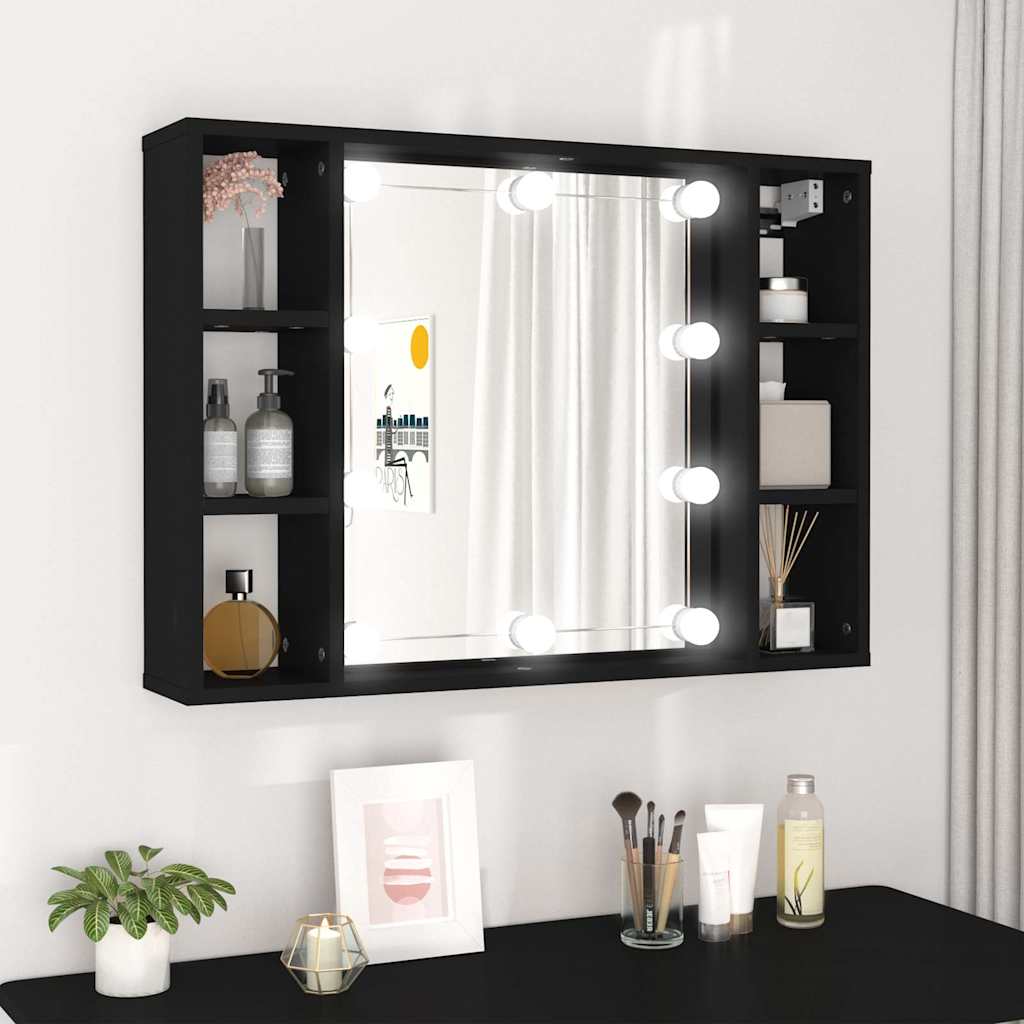 Vidaxl spiegelkast met led-verlichting 76x15x55 cm zwart