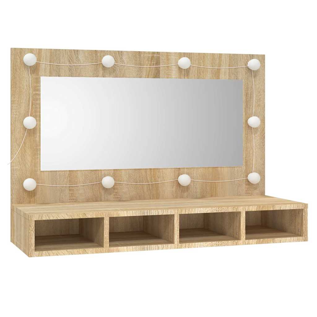 Vidaxl spiegelkast met led-verlichting 90x31,5x62 cm sonoma eikenkleur
