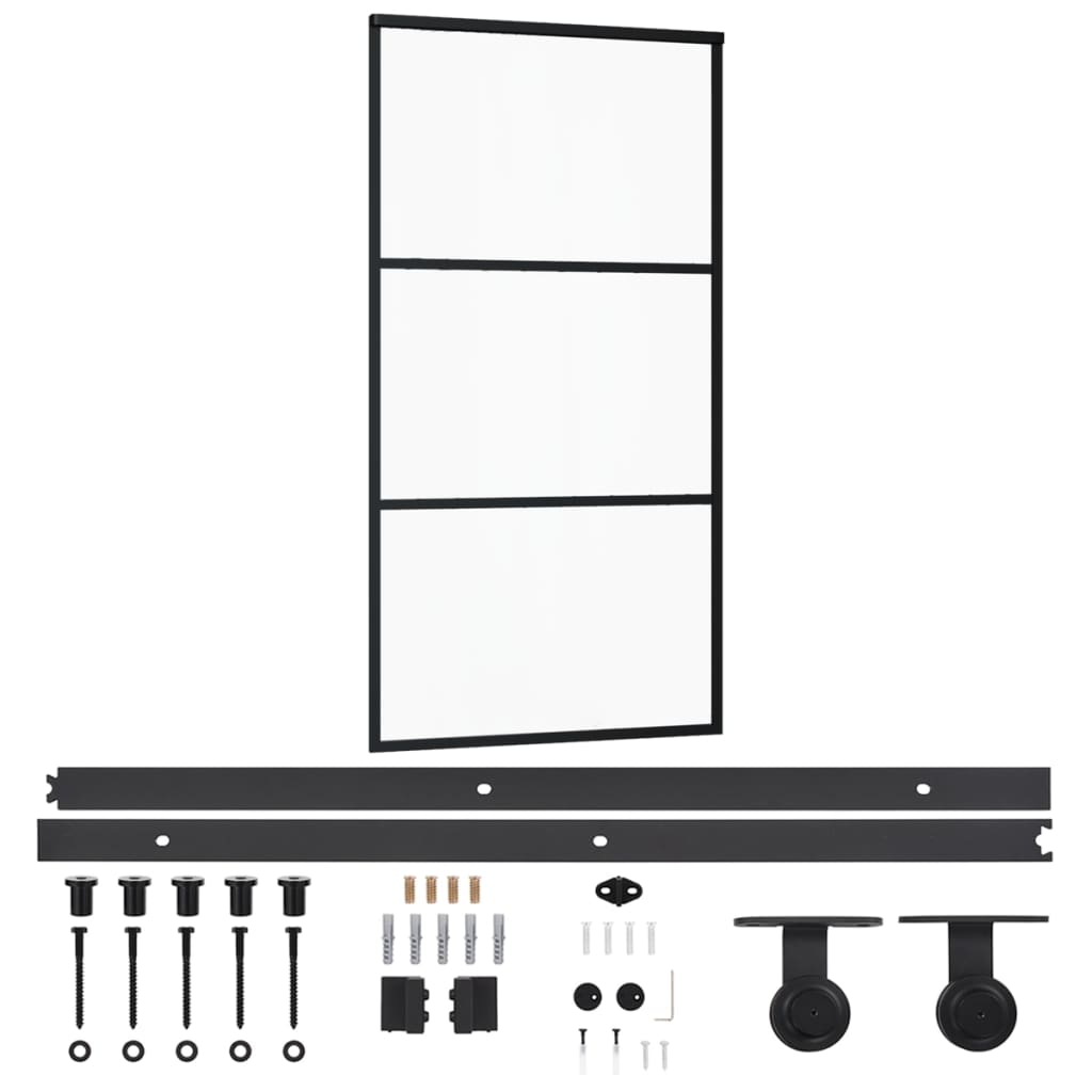 VidaXL Schuifdeur met beslag 102x205 cm aluminium en ESG-glas