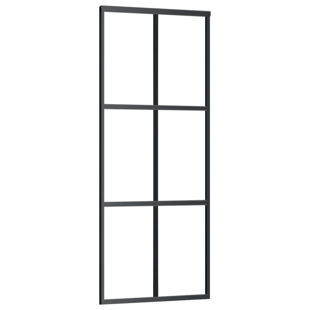 VidaXL Schuifdeur met beslag 76x205 cm aluminium en ESG-glas