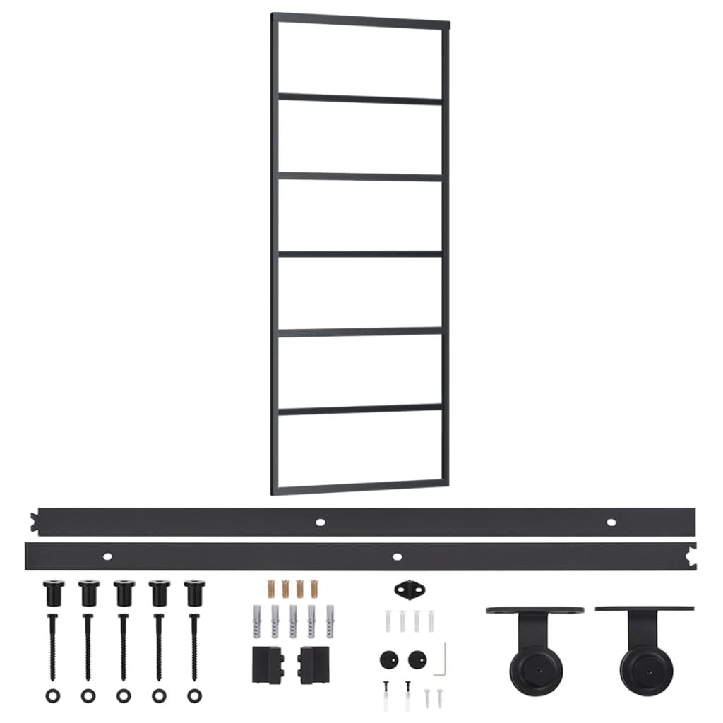 VidaXL Schuifdeur met beslag 76x205 cm aluminium en ESG-glas