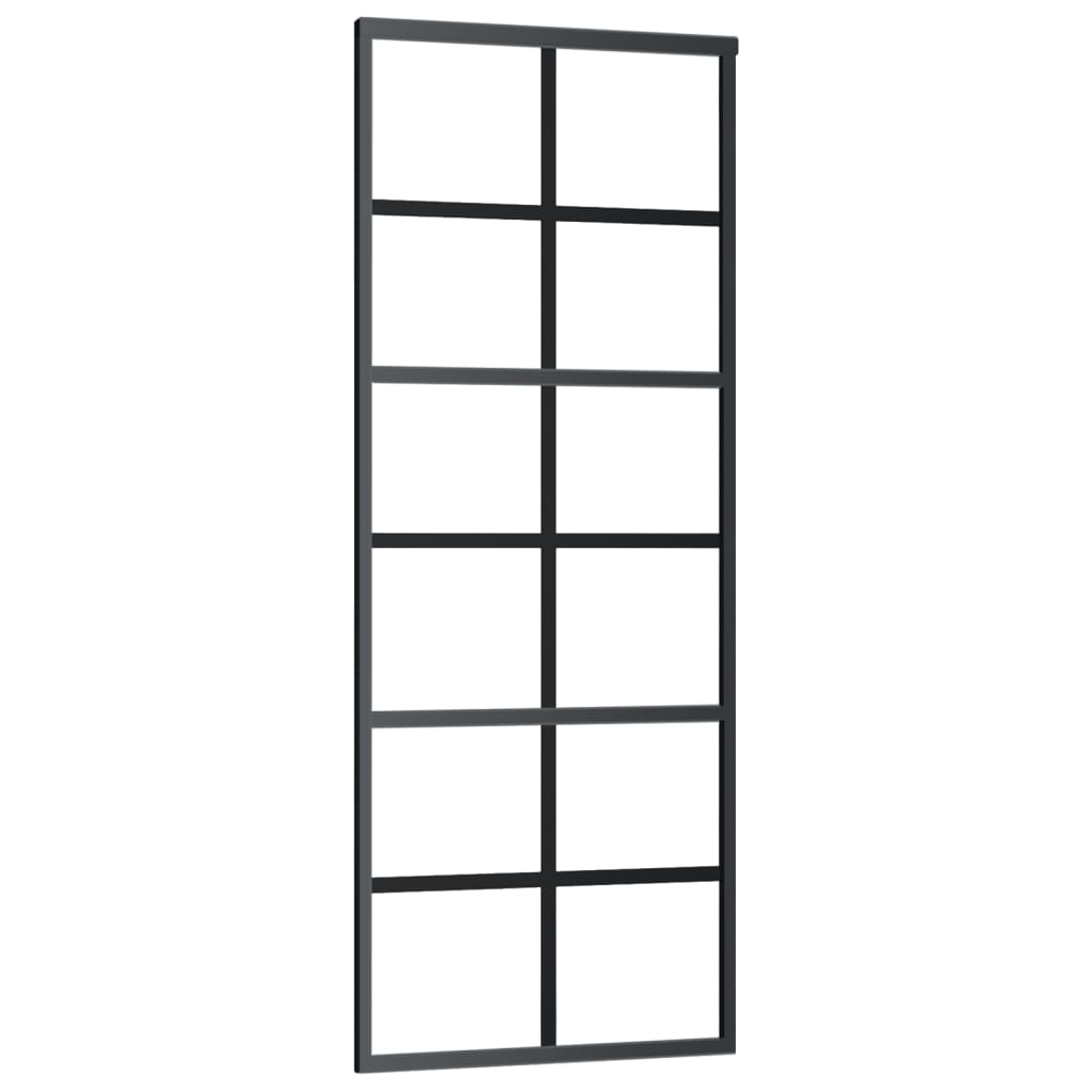 VidaXL Schuifdeur met beslag 76x205 cm aluminium en ESG-glas