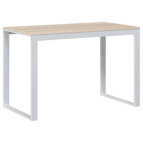 Vidaxl computerbureau 110x60x73 cm spaanplaat wit en eikenkleurig