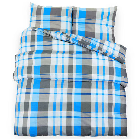 Vidaxl dekbedovertrekset 200x220 cm katoen blauw en grijs