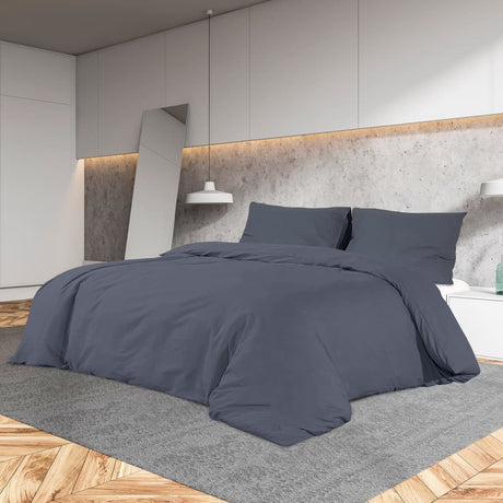 Vidaxl dekbedovertrekset 155x220 cm katoen antracietkleurig