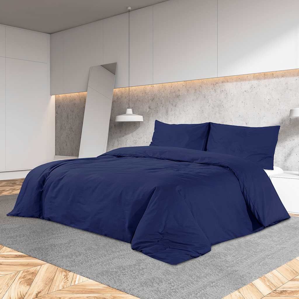 Vidaxl dekbedovertrekset 240x220 cm katoen marineblauw