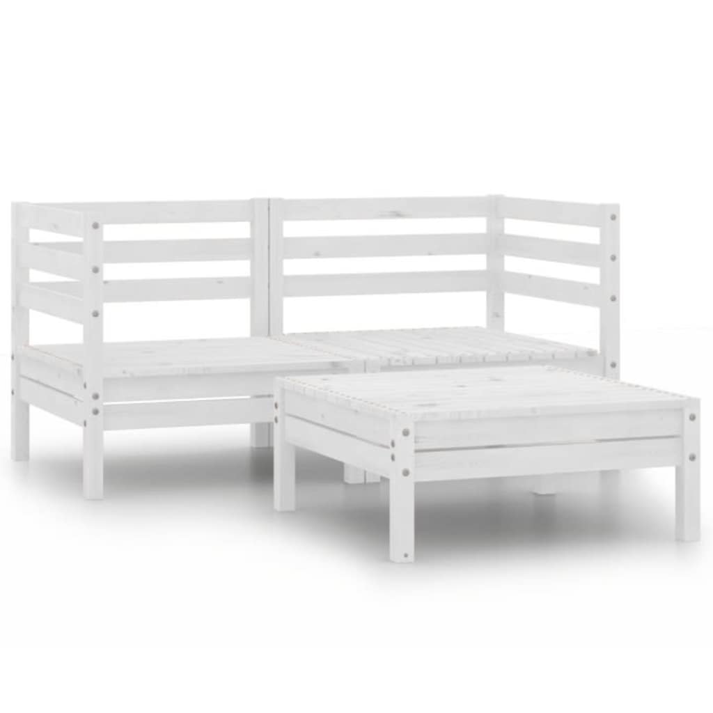 Vidaxl 3-delige loungeset massief grenenhout wit