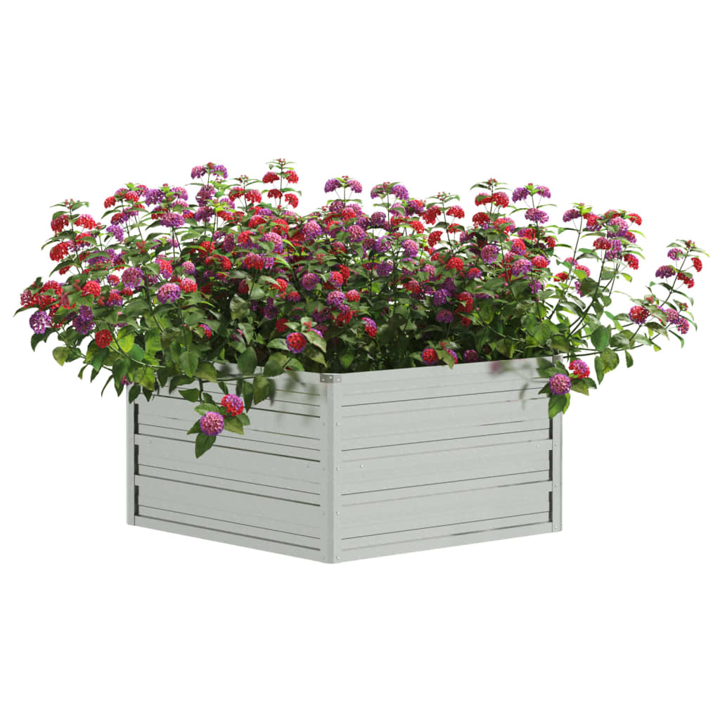 Vidaxl plantenbak verhoogd 129x45 cm gegalvaniseerd staal zilverkleur