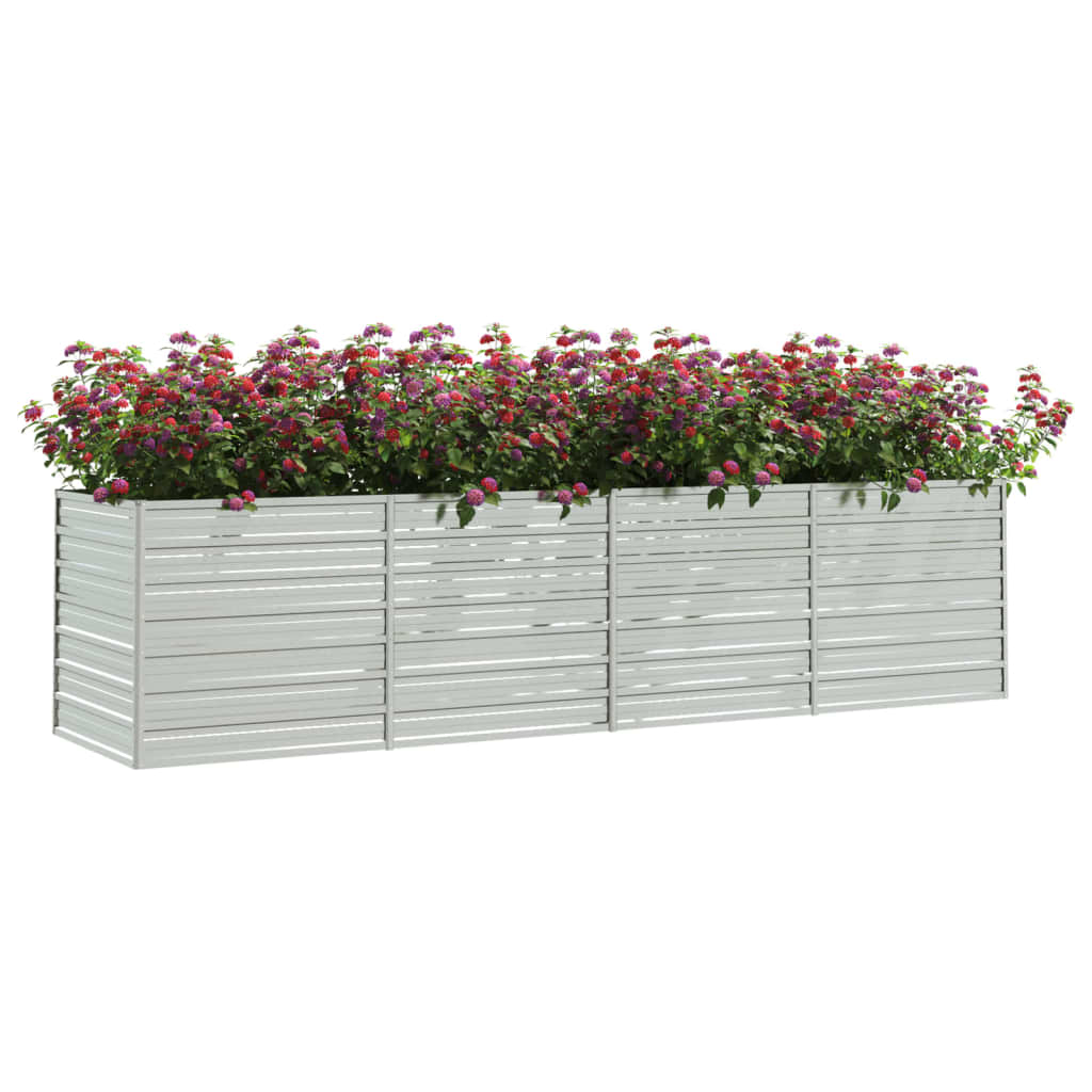 Vidaxl plantenbak verhoogd 320x80x77 cm gegalvaniseerd staal zilver