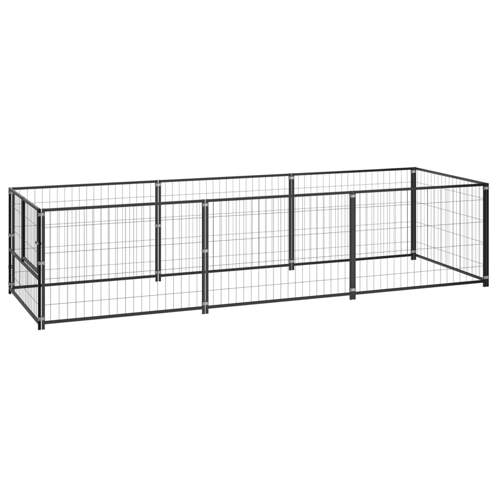 VidaXL Hondenkennel 3 m² staal zwart