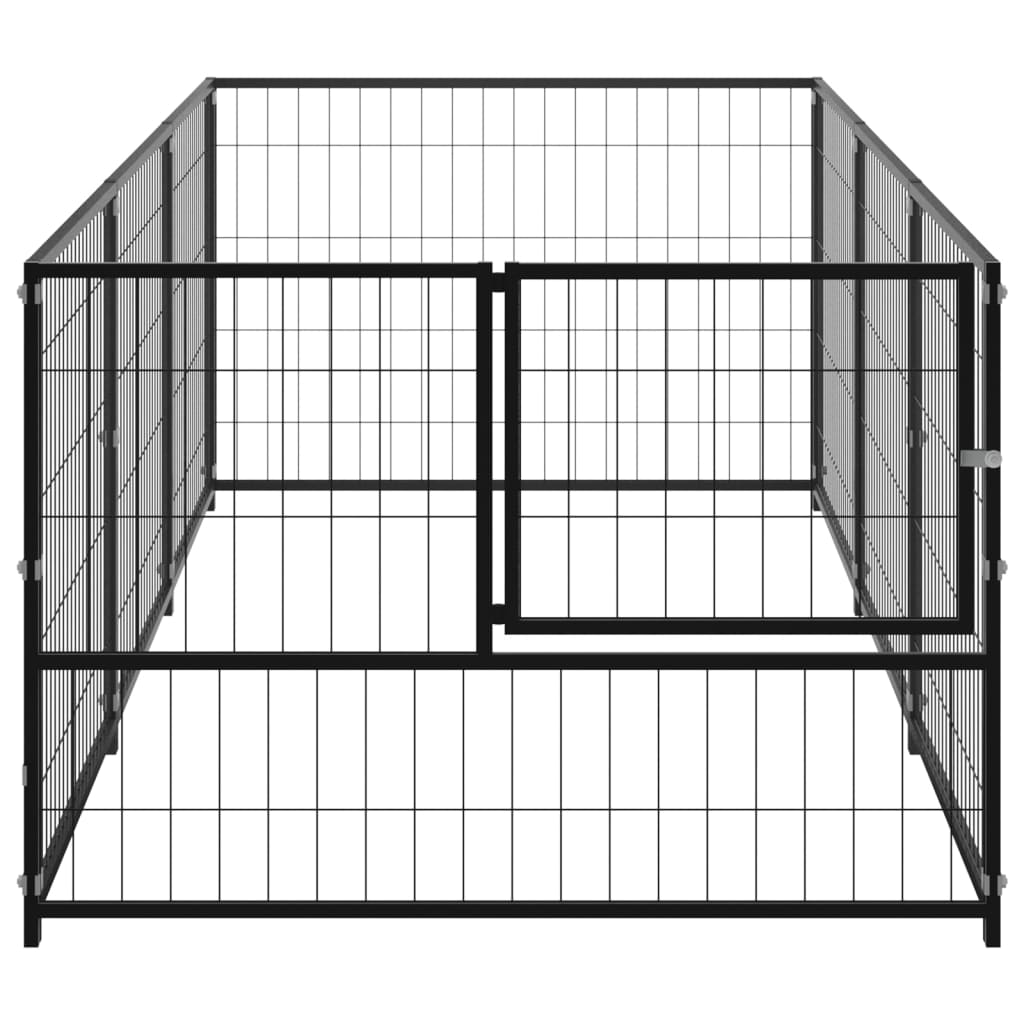 VidaXL Hondenkennel 3 m² staal zwart