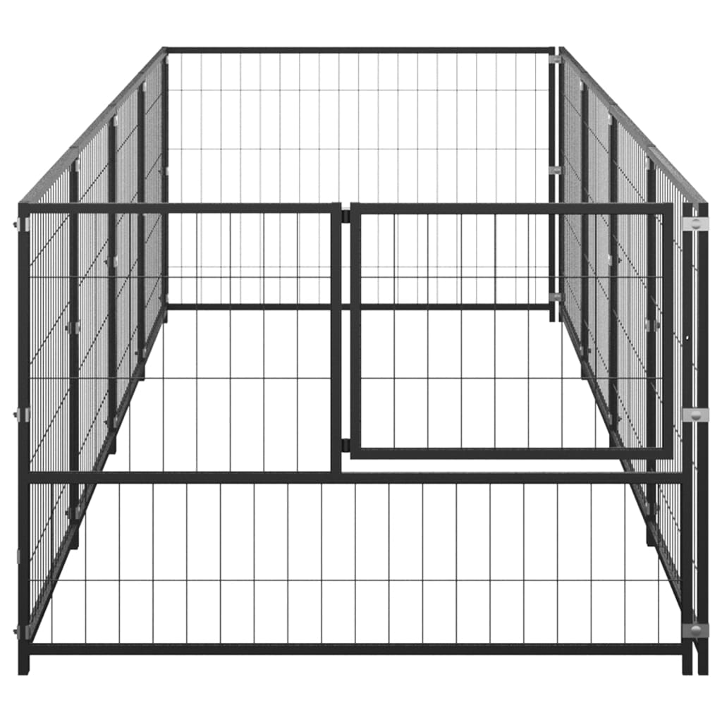 VidaXL Hondenkennel 4 m² staal zwart