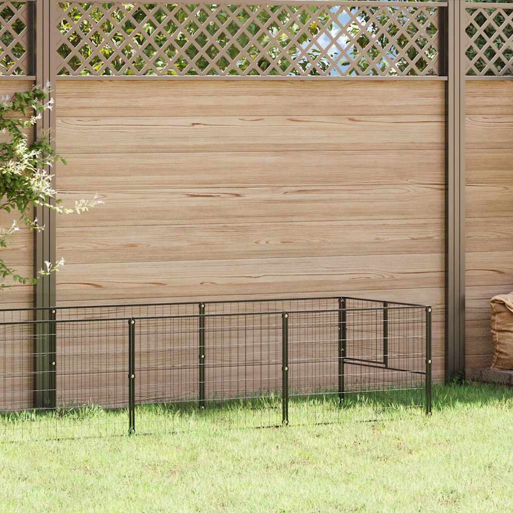 Vidaxl hondenkennel 5 m² staal zwart